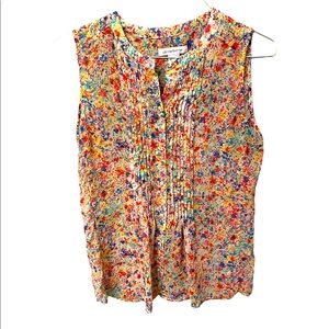 Liz Claiborne Sheer sleeveless button down loose floral top